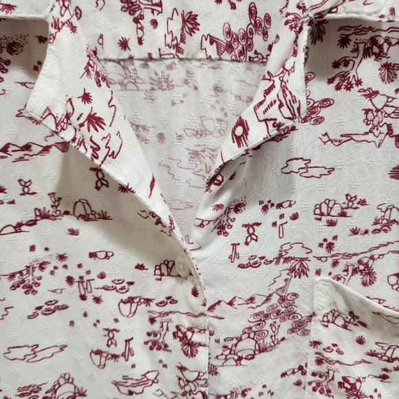 Joe Fresh Men's Size L Graphic Print Short Sleeve Button Up Lightweight Summer - Picture 8 of 14